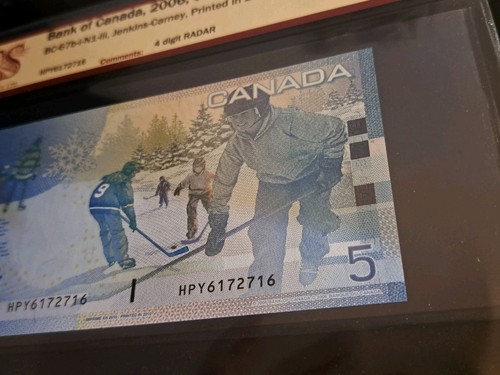 2006 Bank of Canada $5 4-Digit Radar Note HPY 6172716 - photo 4