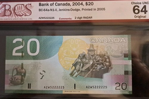 2004 Bank Of Canada $20, 2-Digit Radar Note, 5222225