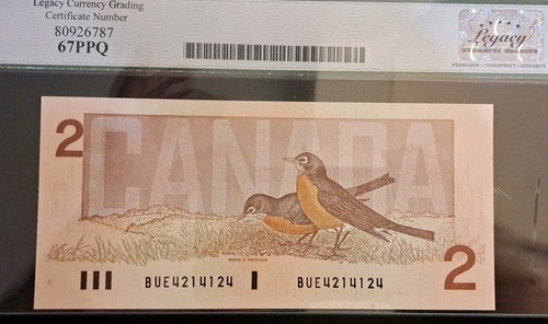 1986 Bank Of Canada $2, 3-Digit Radar Note, 4214124, Legacy 67 - photo 2