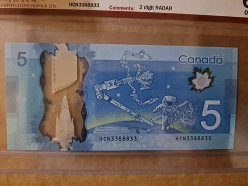 2013 Bank of Canada $5 2-Digit Radar Note HCN3388833 BCS 62 - photo 3