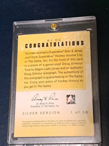2008 In The Game Superlative Silver Doug Gilmour Jersey Auto /50 - photo 5