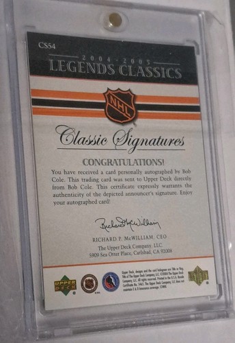 2004-05 Upper Deck Legends Classic Signatures Bob Cole Auto - photo 5