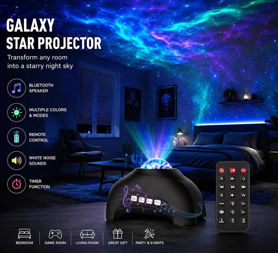 Galaxy Star Projector with Bluetooth Speaker & Remote