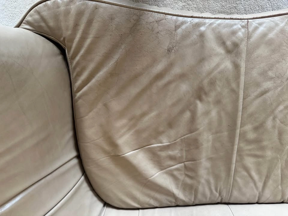 2 Tan Leather Curved Sofas - photo 4