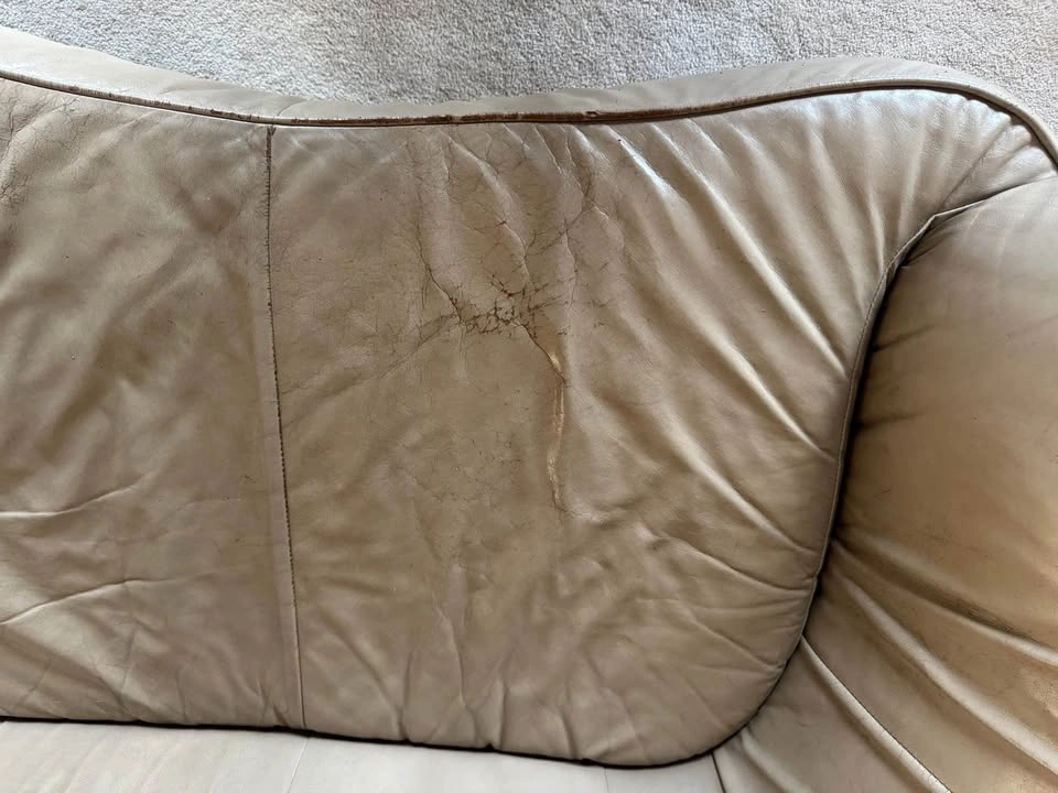 2 Tan Leather Curved Sofas - photo 5