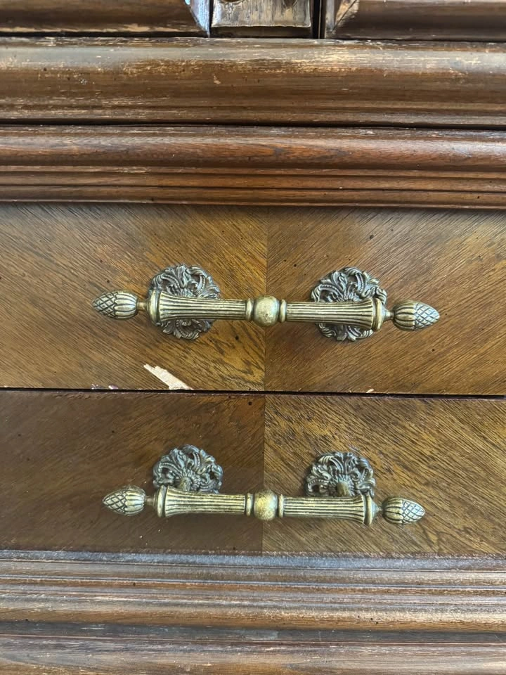 Vintage Wooden Armoire with Drawers - photo 2