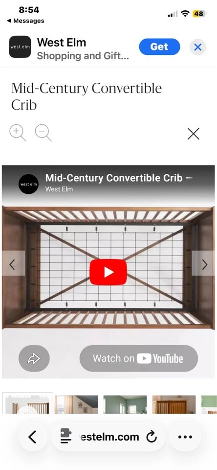 West Elm Conversion Crib with Newton Waterproof Mattress - photo 3