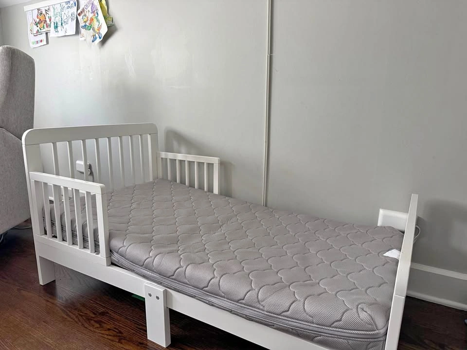 Pasadena Toddler Bed with guardrails and Newton Mattress