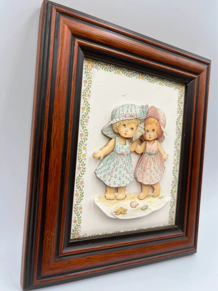 Rare Handmade 3D layered Paper Art Vintage Floral Dress Beach Gi - photo 2