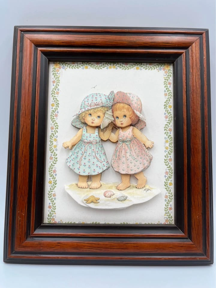 Rare Handmade 3D layered Paper Art Vintage Floral Dress Beach Gi - photo 5