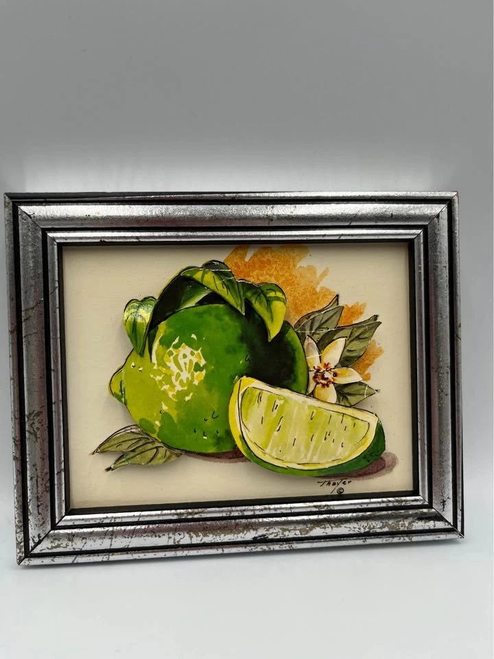 Rare Handmade 3D Layered Paper Art Lime with White Blossom - photo 2