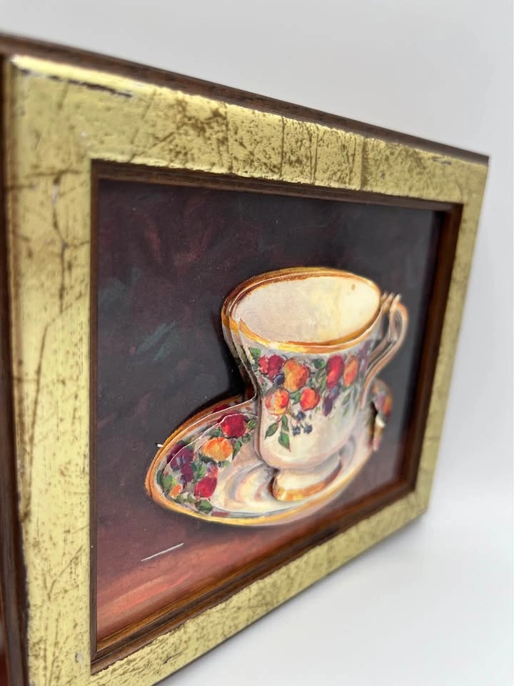 Rare Handmade 3D layered Paper Art Fruit Teacup - photo 5