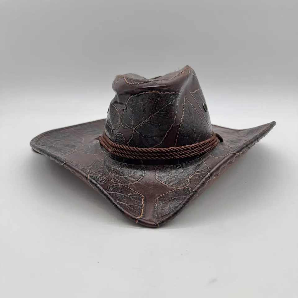 Brown Cowboy Hat - Leaf Pattern - Western Style - Size ~57cm image indicator(2)