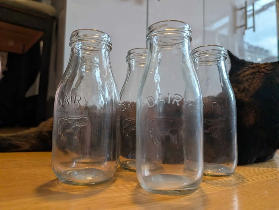 Glass Dairy Milk Bottles with Cow Embossing - photo 3
