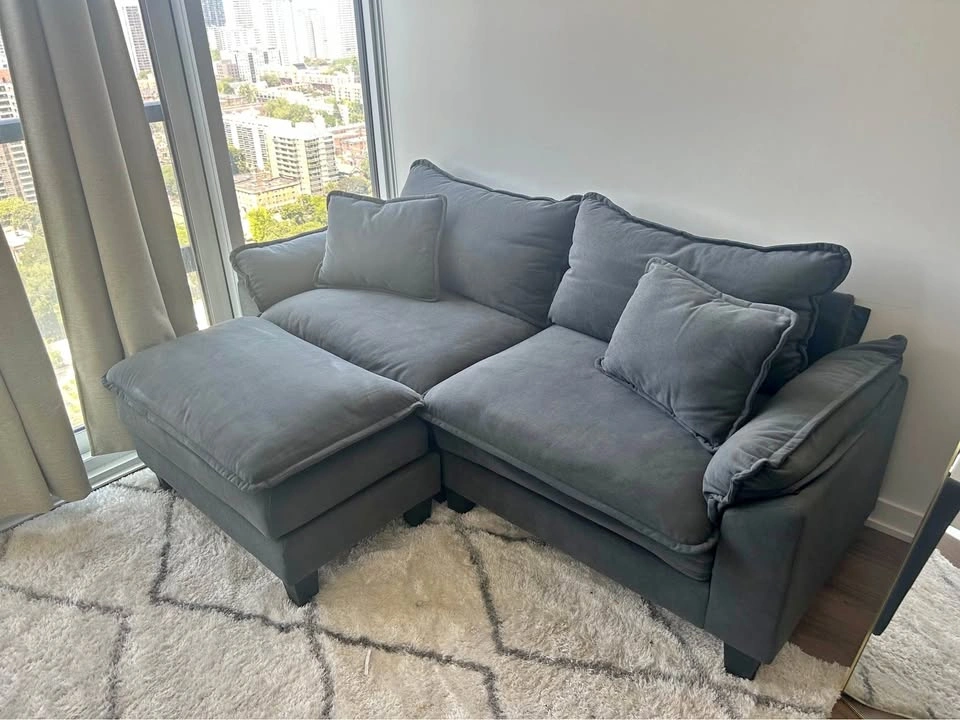 Charcoal Grey Loveseat with Matching Ottoman