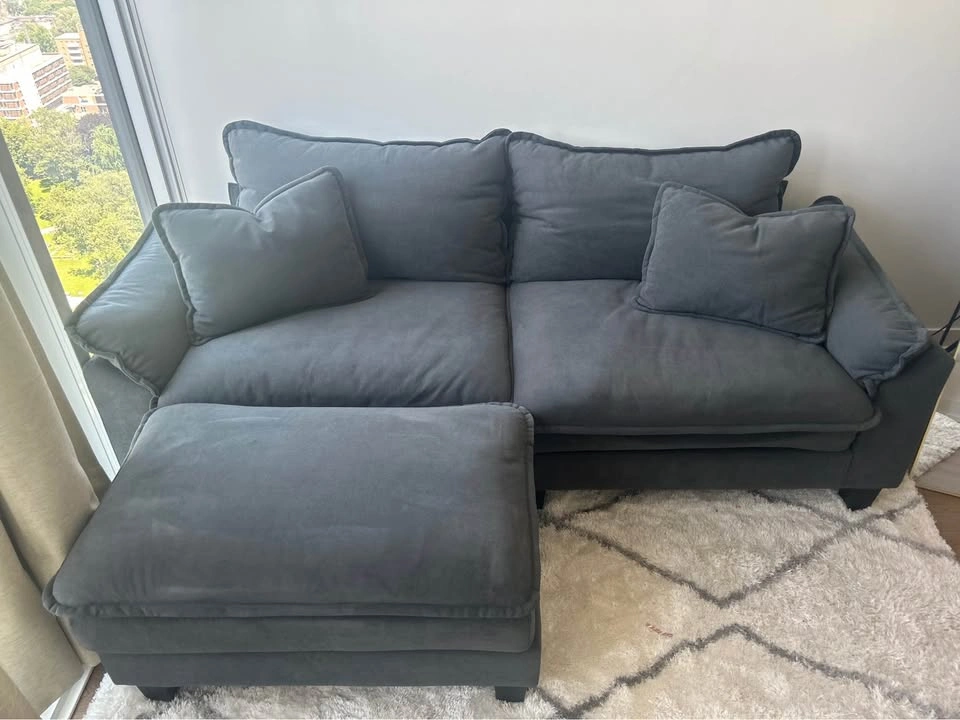 Charcoal Grey Loveseat with Matching Ottoman - photo 4