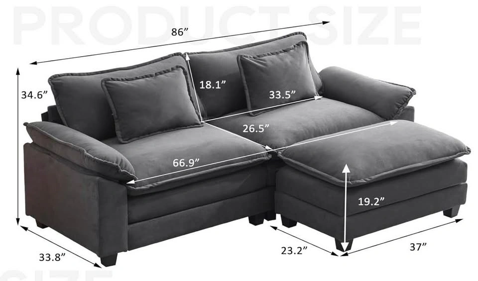 Charcoal Grey Loveseat with Matching Ottoman - photo 5