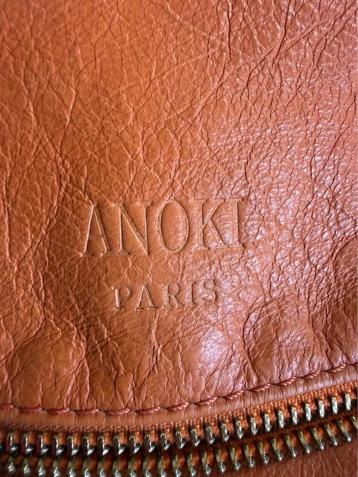 Vintage Anoki Paris Genuine Italian Leather Orange Cross Body Ta - photo 4