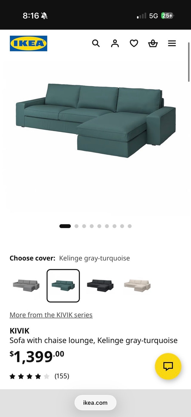Sofa with chaise lounge