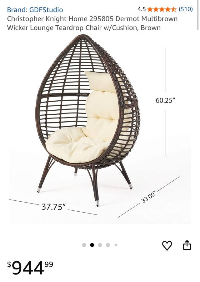 egg chair - teardrop wicker chair - photo 2