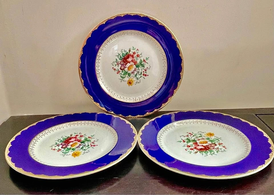 Vintage Cobalt Floral Center Pareek Johnson Bros Dinner Plate