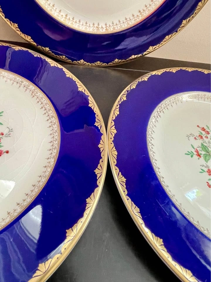 Vintage Cobalt Floral Center Pareek Johnson Bros Dinner Plate - photo 2