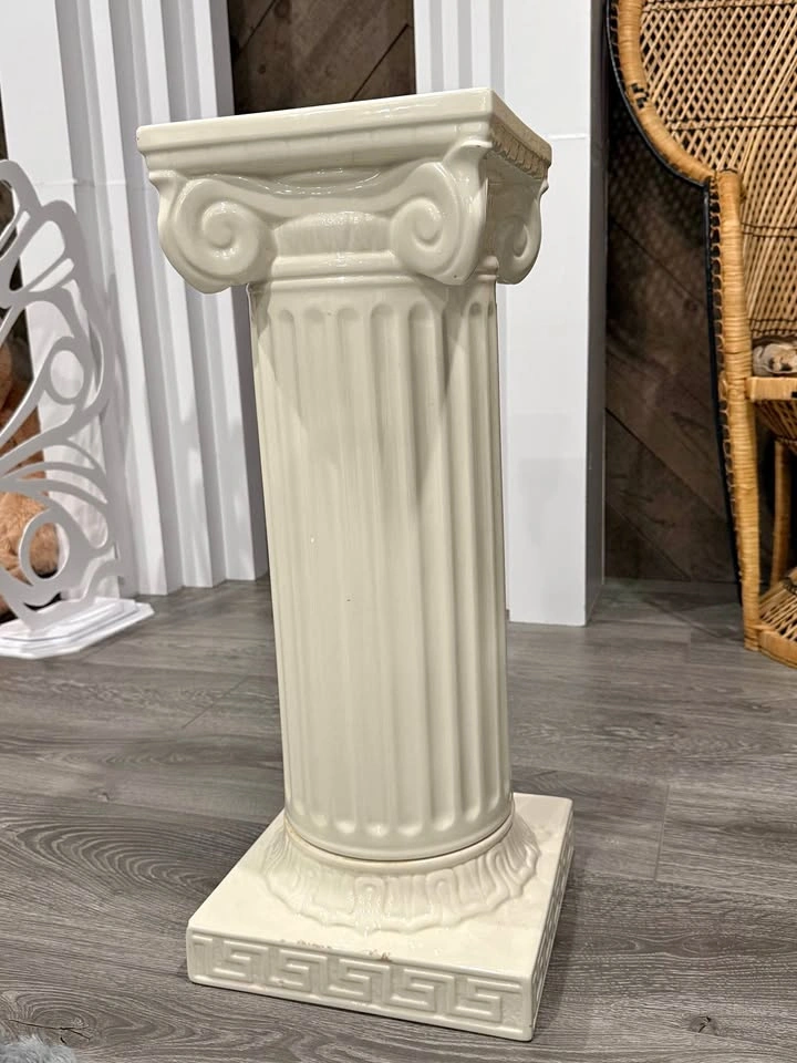 Ceramic Ionic Column Pedestal Plant Stand