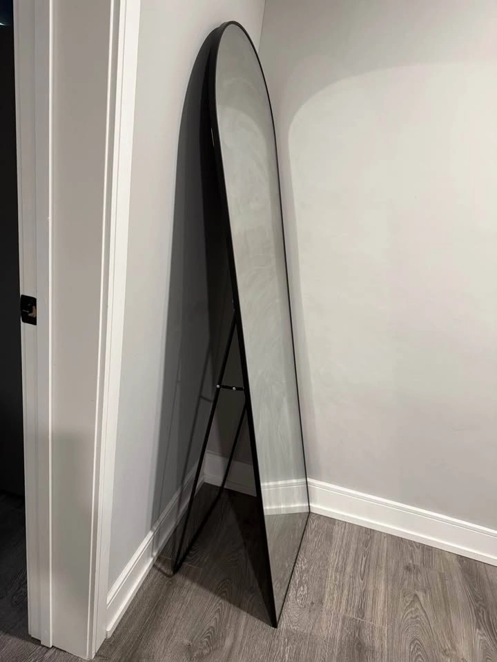 Arched Full Length Floor Mirror with Black Frame - photo 2