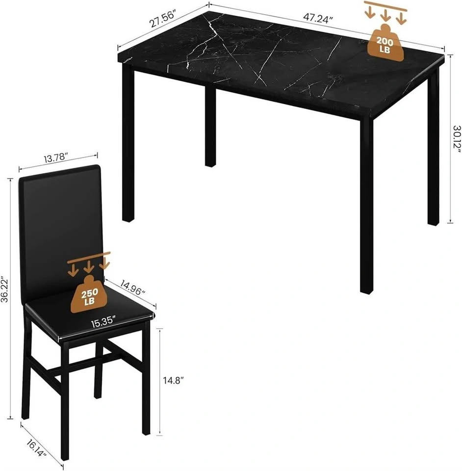 Ebern Designs 5-Piece Faux Marble Dining Table Set - photo 2