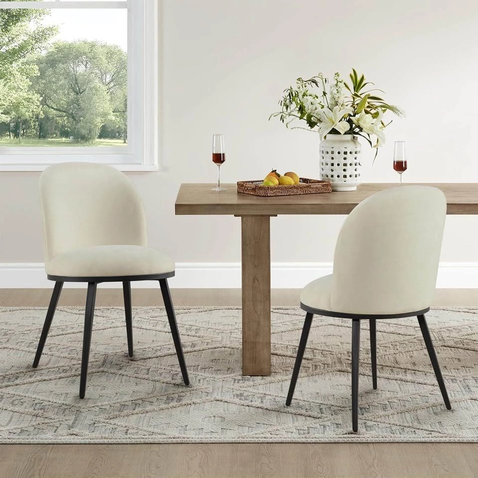 Modern Cream Faux Leather Dining Chair - photo 3
