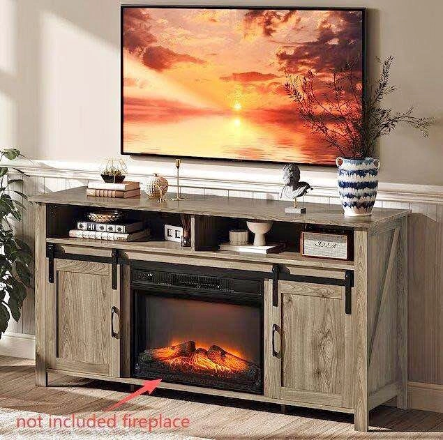 Farmhouse TV Stand with Sliding Barn Doors