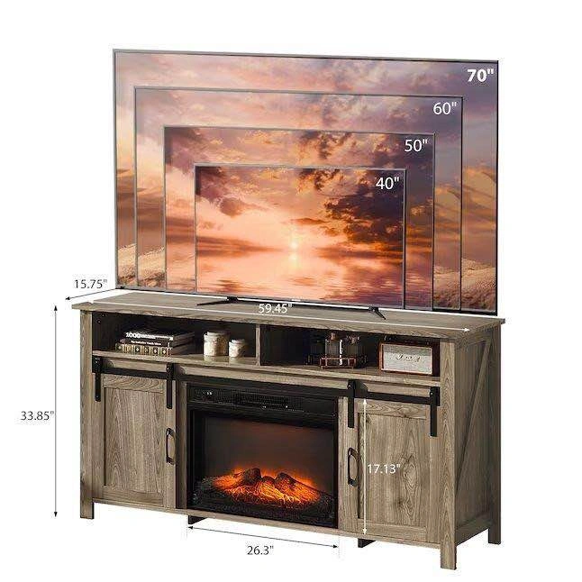 Farmhouse TV Stand with Sliding Barn Doors - photo 2