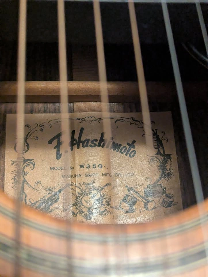 50 Year Old - F. Hashimoto Acoustic Guitar - Includes Hard case - photo 4