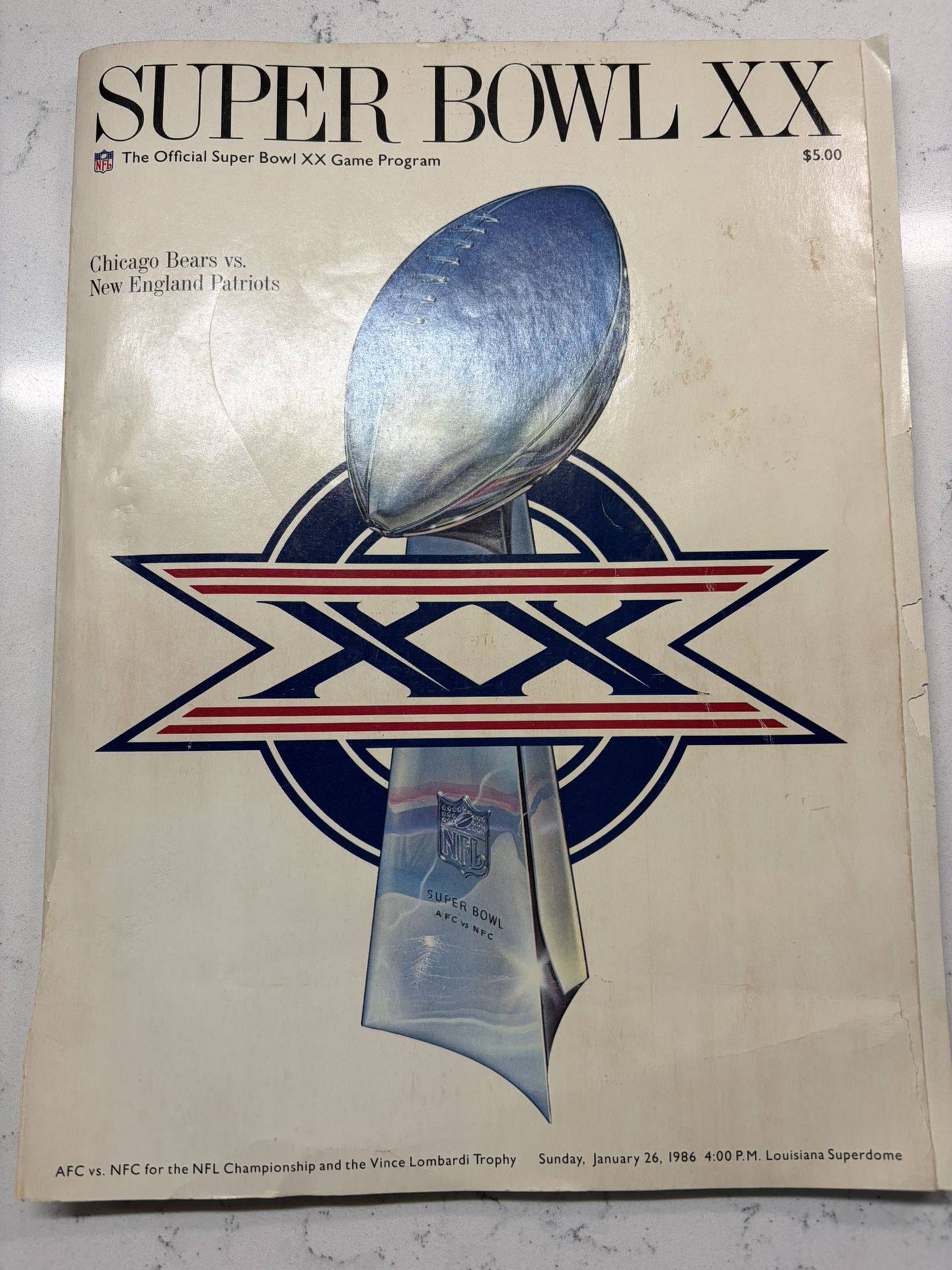 NFL Official 1986 Super Bowl XX Game Program