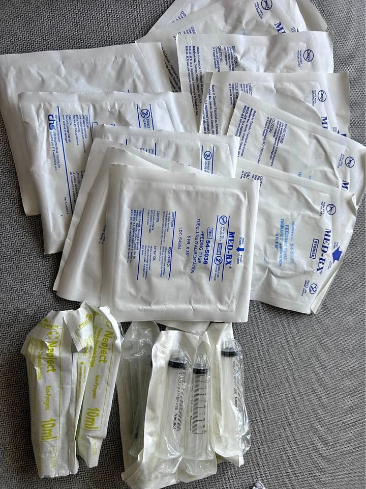 Infant feeding tube and syringes