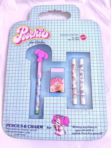 Vintage 1982 Mattel Poochie Pencils & Charm Set NIB