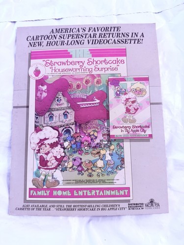 Strawberry Shortcake in Big Apple City VHS Promo Cardboard Displ