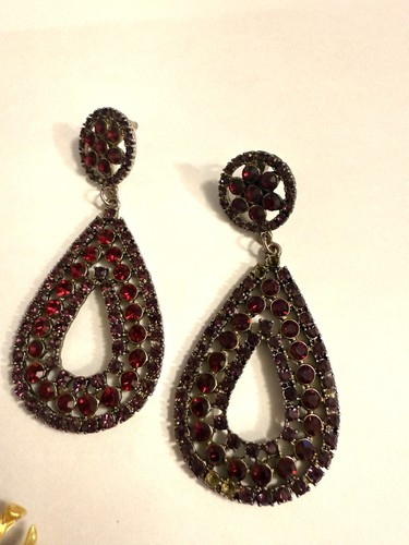Vintage/Costume Jewelry Lot Of 3 Pairs Assorted Styles Red Earri - photo 2