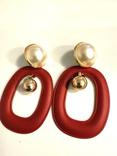 Vintage/Costume Jewelry Lot Of 3 Pairs Assorted Styles Red Earri - photo 3