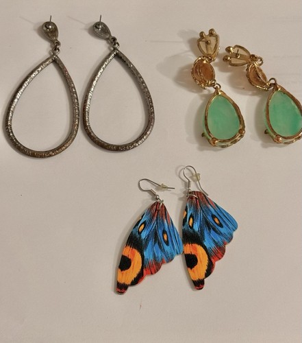 Lot Of 3 Variety Of Pierced Dangle Earrings Blue - photo 2