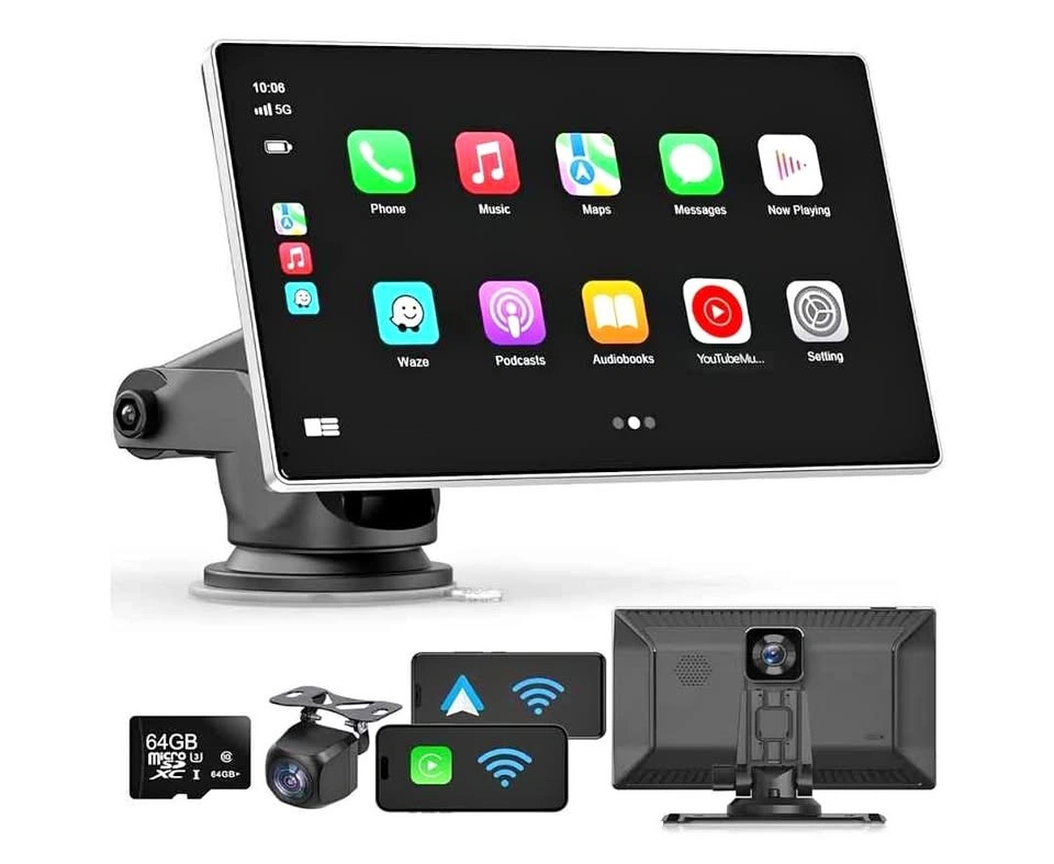 Portable Apple Carplay Screen for Car, 9" Wireless Carplay