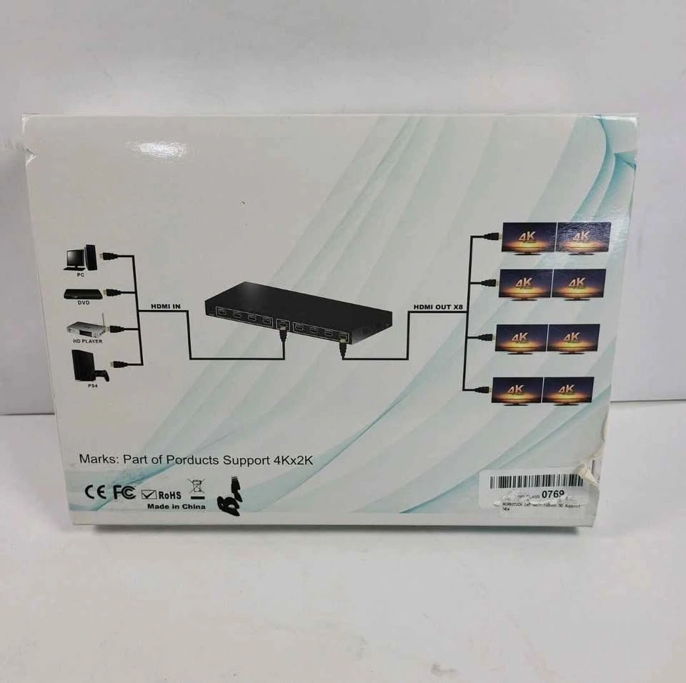 NOWBOTUCH 1x8 HDMI Splitter 8 Port 1 in 8 out HDMI Switch - photo 3