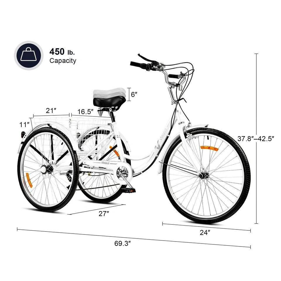 Viribus 24" Adult Tricycle 7 Speed 3 Wheel Cruiser Bike