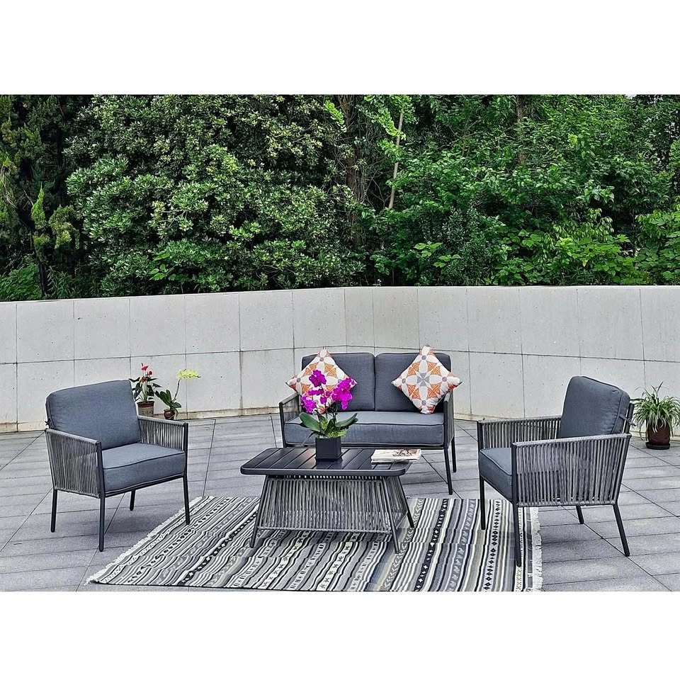 Hampton Bay Tolston 4-Piece Conversation Set - Charcoal