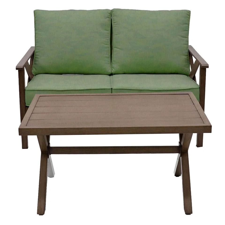 Natural Expressions Loveseat and Table Set, Green, Dyed Polyeste