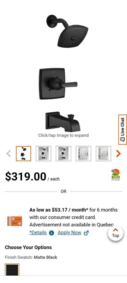 $220 off Delta Ashlyn Tub and Shower Trim Matte Black