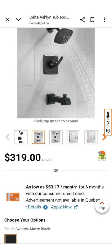 $220 off Delta Ashlyn Tub and Shower Trim Matte Black image indicator(2)