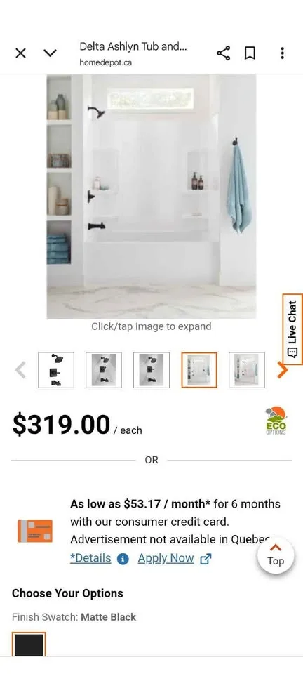 $220 off Delta Ashlyn Tub and Shower Trim Matte Black image indicator(3)