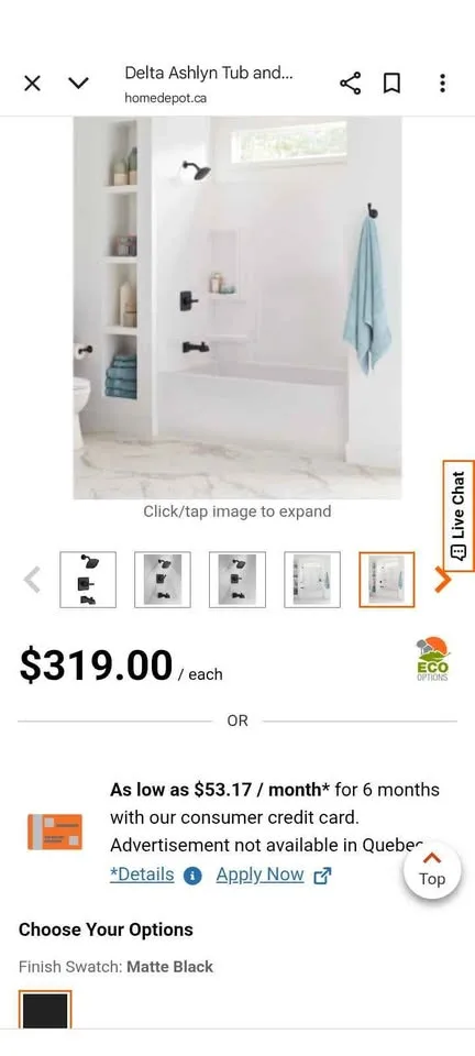 $220 off Delta Ashlyn Tub and Shower Trim Matte Black image indicator(4)