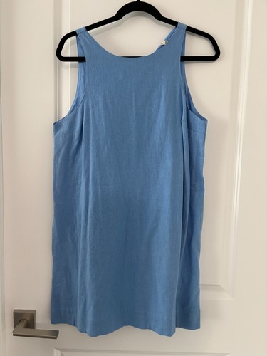Abercrombie Fitch Linen Blend Dress Medium M BNWT Blue Halter - photo 5